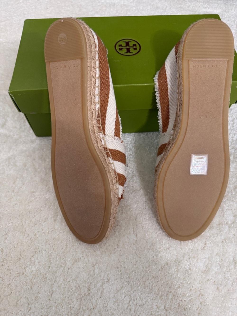 Tory Burch (sz US 8) Frayed Striped Canvas Aline Denim - style no 169588 - Picture 3 of 13